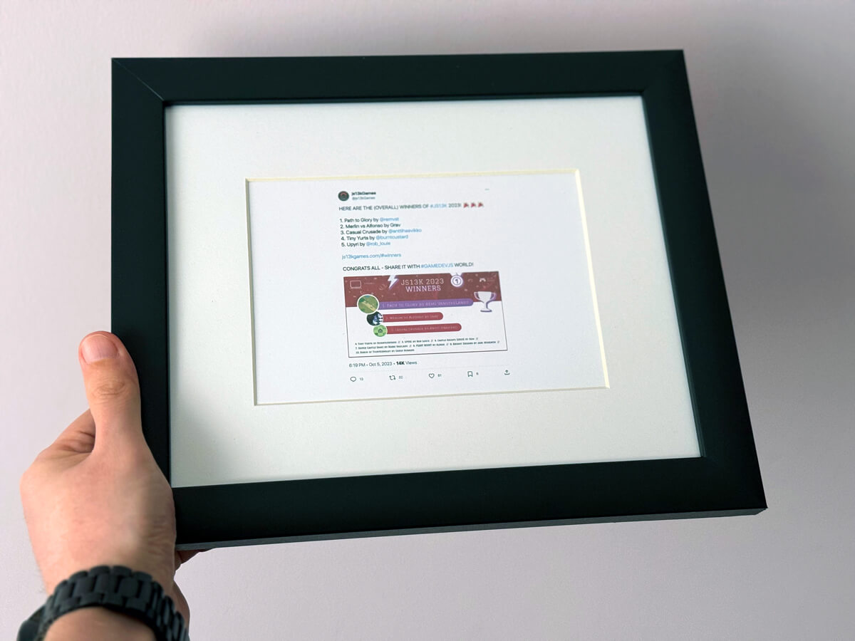 Hang your tweets on a wall with framed posts from StickerMule
