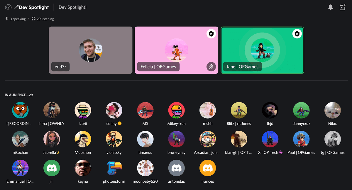 End3r's Corner - OP Games' Dev Spotlight: attendance