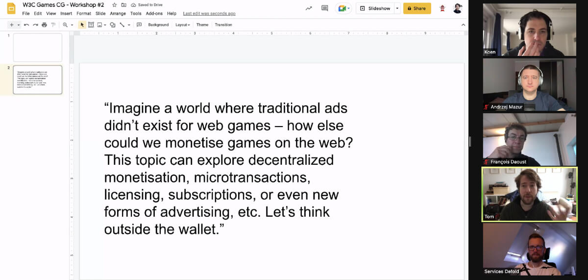 End3r's Corner - W3C Web Games Workshop #3: Next Generation Monetisation
